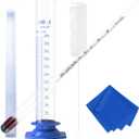 Hydrometer Alcohol 0200 Proof & Tralle with Glass Test Jar Kit, Lab-Grade Glass Dual Scale for Accurate High-Proof Spirit Testing Moonshine Whiskey Spirits Liquor Proofing Distilling