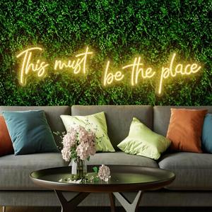 This Must Be the Place Neon Sign 41 Inch, Neon Light Signs with Remote Dimmer, LED Light Up Signs for Wall Decor Bedroom, Office, Cafe, Bar, Weddings, (Warm White), 47.8 * 22cm + 55 * 22cm