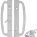 Patio Door Handle 3-15/16 Inch(10cm) Hole spacing Right and Left Handed THE Latch is in THE Center Position(fit for 45degree Mortise Lock but NOT Included) Non-keyed (Centered, White)