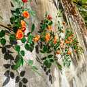 6FT Bendable Yellow Orange Rose Flower Garland, Artificial Silk Wild Roses Vine Leaves Hanging Flowers for Wall Fireplace Fence Trellis Wedding Home Spring Summer Decor(2PC)