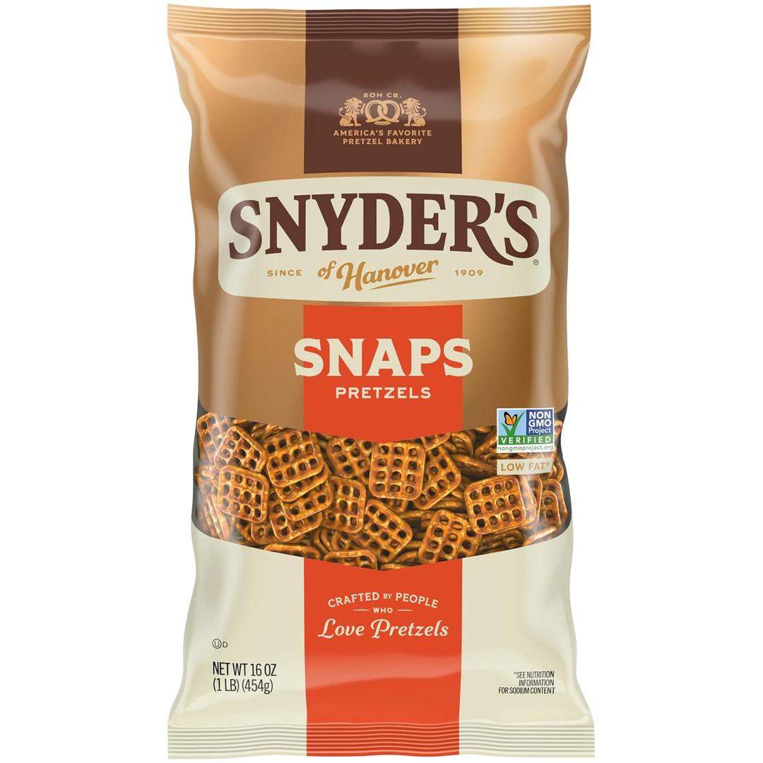 3 x Snyder's of Hanover Snaps Pretzels, 16 Oz Bag (EXP 08/29/26)