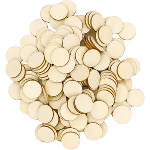100 Pieces Unfinished Wood Circle -1 Inch Round Disc Blank Natural Wooden Cutout Ornaments for Decoration DIY Craft Art Supplies, 0.11 inch Thick