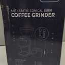 Conical Burr Coffee Grinder, Electric Coffee Bean Grinder for Precise Grinding, 35 Settings, 212 Cup Selector, Anti-Static Design for Home Use, Black