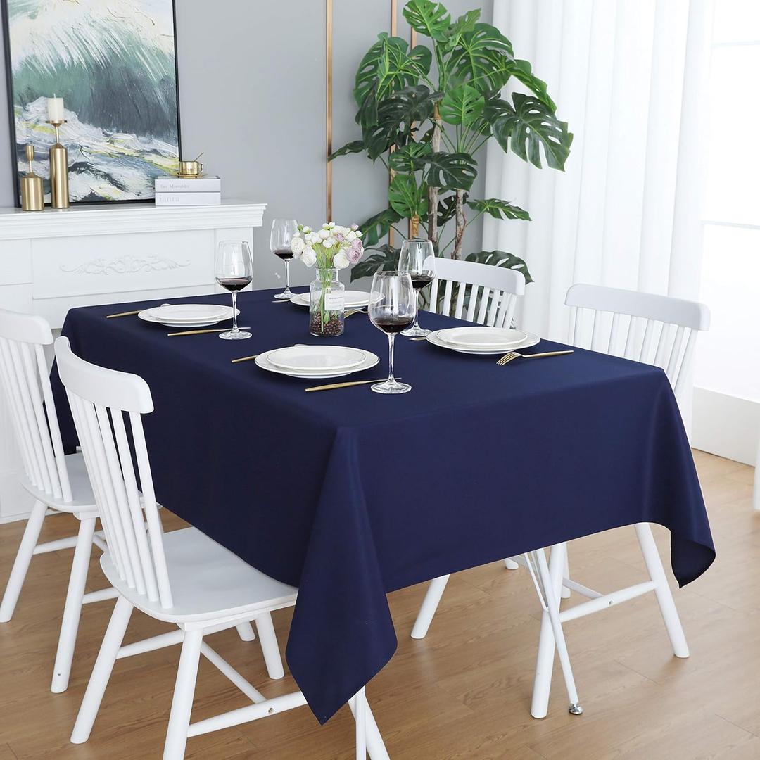 FOLINS&HOME Navy Rectangle Tablecloth 52 x 70 Wrinkle Free Waterproof Polyester Table Cloths, Spillproof Heavy Duty and Washable Table Cover for Party, Indoor and Outdoor-Oblong/Rectangular