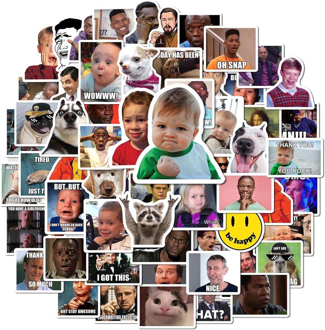 Funny Meme Stickers Pack  24 Sheets (200+ pcs) Waterproof Vinyl Stickers for Laptop, Water Bottles, Journals, Phone Case  Cool Gifts for Teens, Kids, Adults