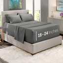 Hearth & Harbor Extra Deep Pocket Queen Sheets Sets - Fits Mattress 18-24 Inches Deep - Extra Deep Pocket Sheets - 6 Piece Queen Size - Queen - Grey Sheets