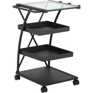 SD Studio Designs Modern Triflex Mobile Storage Taboret for Arts and Crafts, Charcoal Black/Clear Glass (18.5" W x 16" D x 25.5" H)