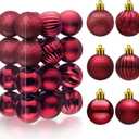JOIEDOMI 24 Pcs Burgundy Red Christmas Balls Ornaments Set, 2.36" Christmas Tree Ornaments Shatterproof, Xmas Balls Hanging Decorations for Tree Wreath Garland Holiday Wedding Indoor Party Decor