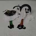 3 Pack Halloween Hanging Ghost Lights with Glitter Hats, Battery Powered Halloween Decorations Outdoor Indoor, LED Floating Ghost Decor for Porch, Tree, Yard & Window, Indoor Outdoor Decoration