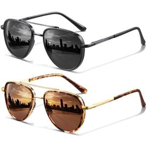 KUGUAOK Polarized Aviator Sunglasses for Women Men UV Protection Running Outdoors Tangle Free Sun Glasses Vintage Shades