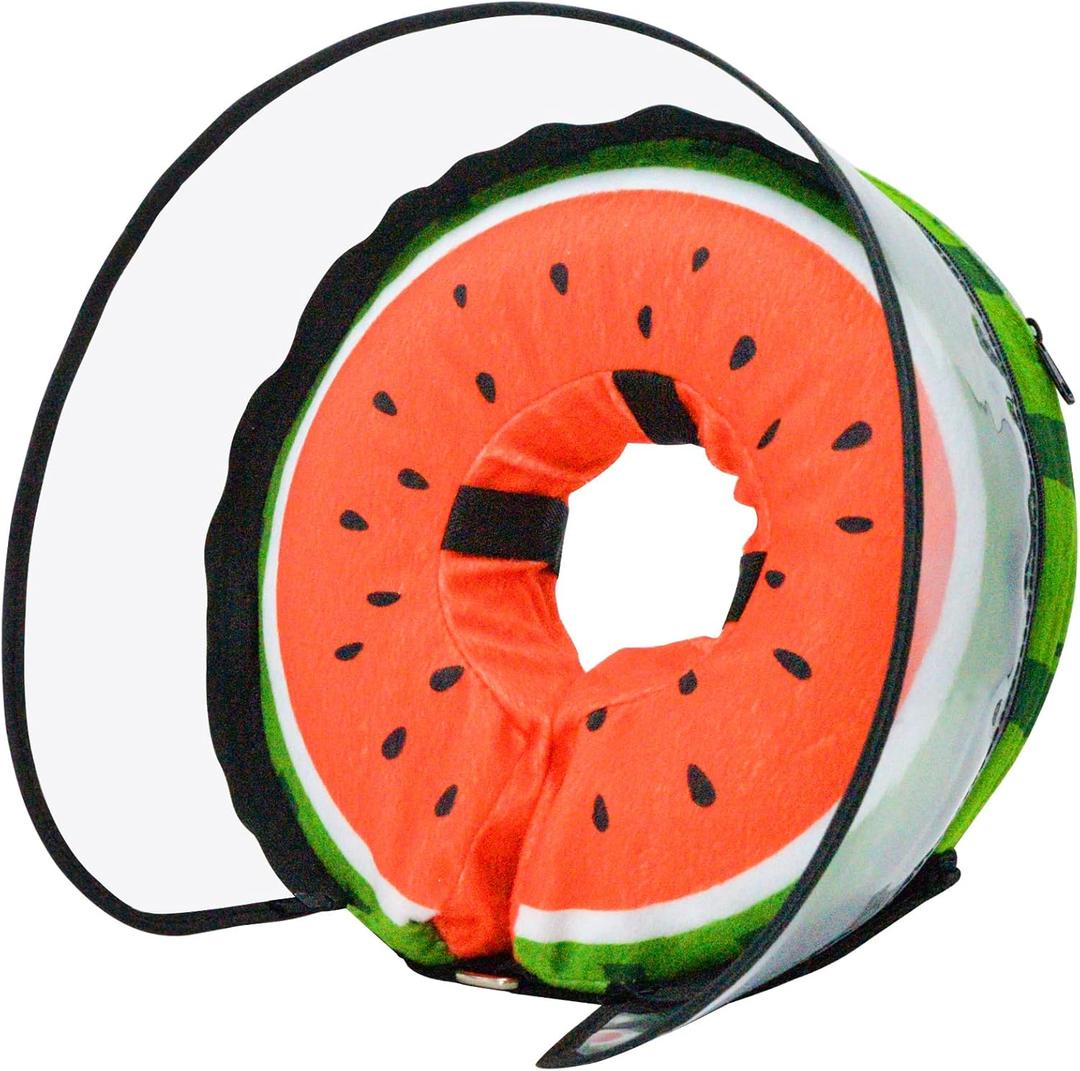Dog Cone, Dog Surgery Collar, Inflatable Cones for Small Medium Large Dogs, Watermelon Dog Recovery Collar, Does not Impede Vision
