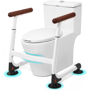 Height-adjust Mobility Assist Toilet Safety Rails for Seniors & Handicap