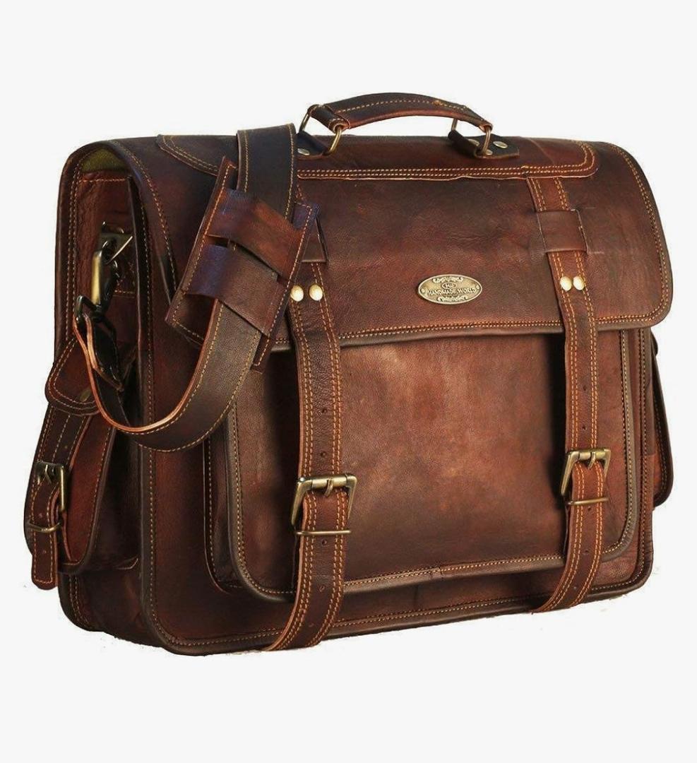 Leather Messenger Bag For Men, Vintage Handmade Laptop Briefcase and Shoulder Bag for Men, Business Satchel Office Bag