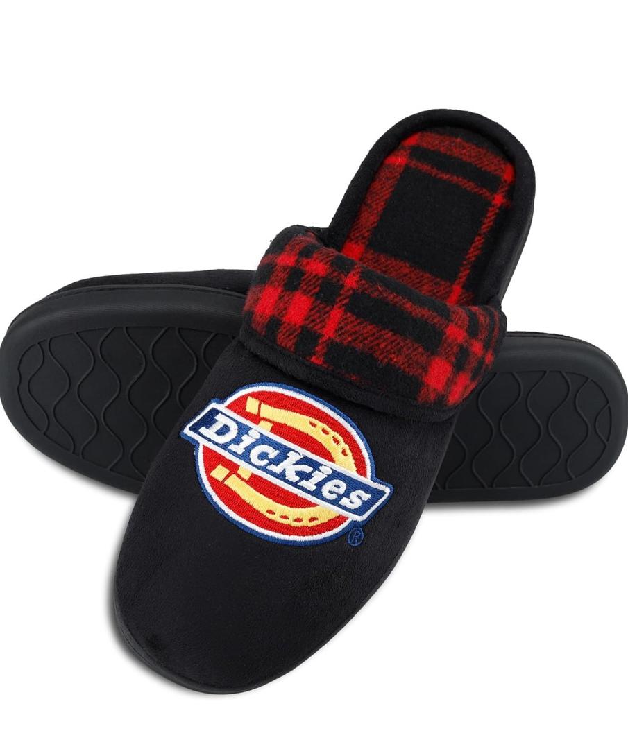 Dickies mens Slide-on Memory Foam Scuff Slipper With Embroidered Logo - Indoor/Outdoor Sole size XL