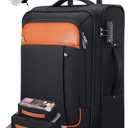 UKEIN Softside Expandable Carry On Luggage 22x14x9 Airline Approved, 20 Inch Suitcase with Wheels & TSA Lock, Travel Suitcase with 4-Piece Packing Bags for Women Men (Black)