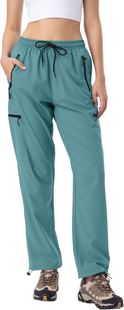 28"/30"/32"/34" Inseam Womens Hiking Pants Tall Quick Dry SPF Cargo Pants Lightweight UPF 50+ Dry Fit 4 Zipper Pockets (L)