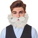 Yan Dream Short Curly Wizard Beard Men Full Fake Beard and Mustache Cosplay Costume Facial Hair