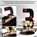 6 x Race Car Birthday Third Number Three Sign, Wooden Race Car Theme 3rd Centerpiece with Racing Track and Trophy Patterns Party Table Decoration for Birthday Party Topper Photo Props(Number 3)