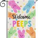Welcome Easter Colorful Dots Cute Bunny Watercolor Rabbits Spring Garden Flag Yard Flag 12x18 Inch Double Sided Small Mini Yard Outdoor Outside Holiday Decoration