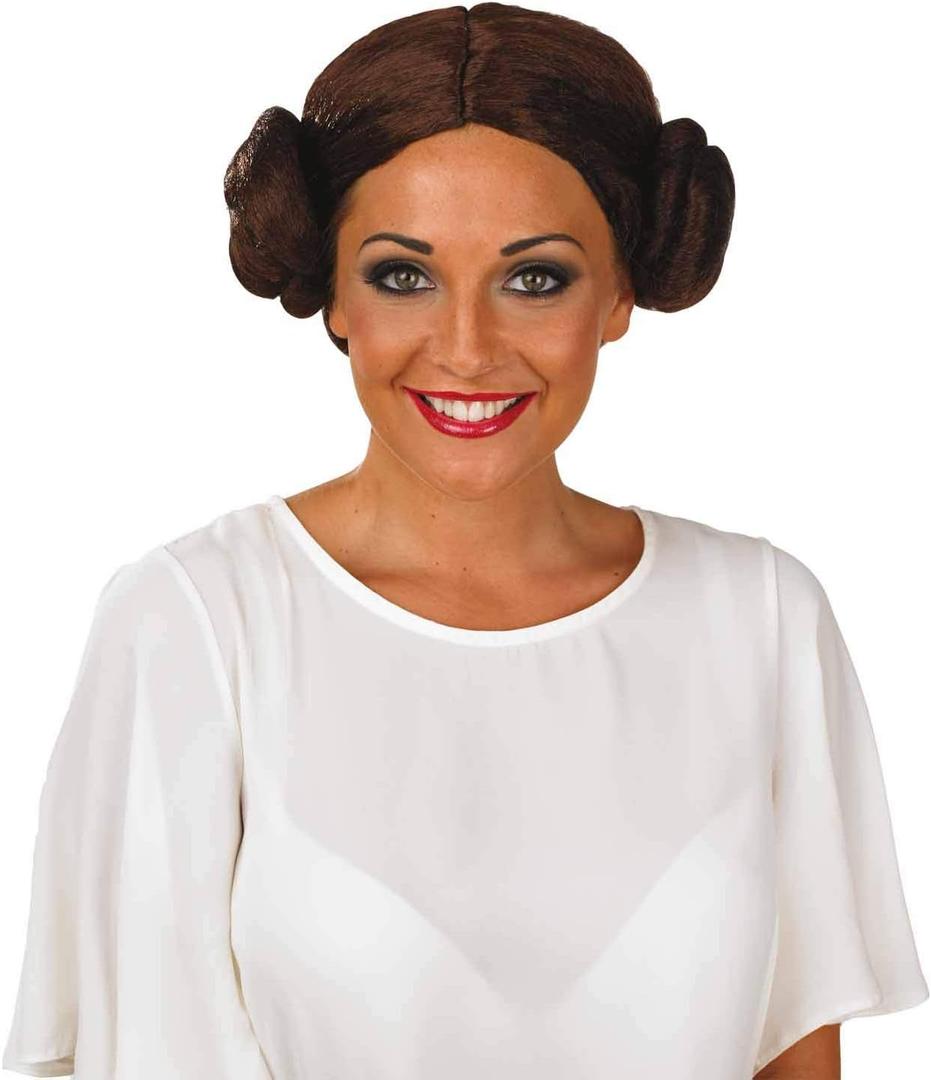 fun shack Princess Space Bun Wig Adult, Princess Wig with Space Buns, Star Princess Hair Buns Women, Brunette Hair Bun Costume