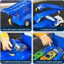 Transport Truck Toys for 3 4 5 6 7 Years Old Boys,Toys Cars Track Set Transporter Trucks with 12 Die-Cast Car Toys 2 Race catapults Dual-Track Model,Toddler Car Toy Set for Kids Boys Girls