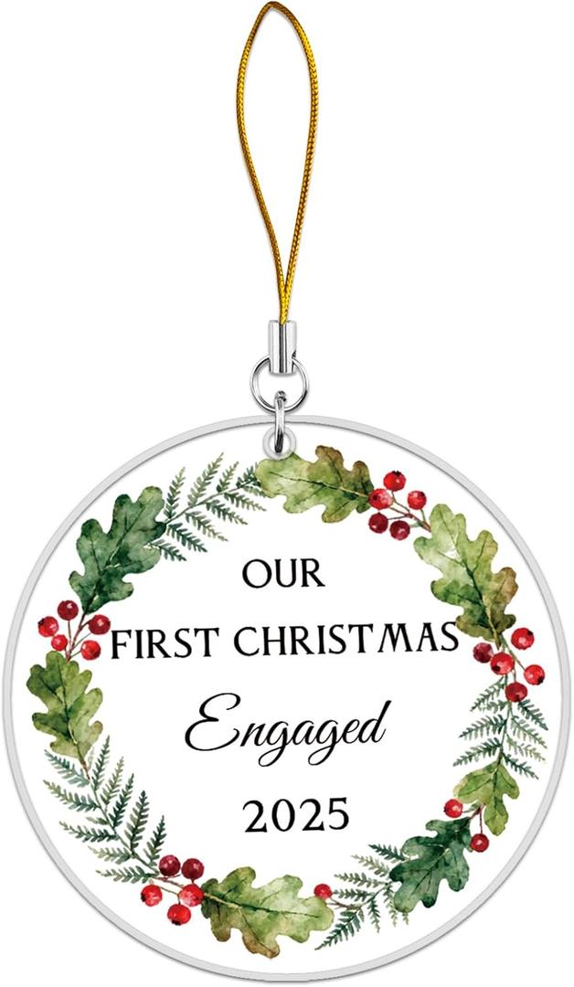 Engagement Gifts for Couples Engagement Ornament for Women Bride to Be Gifts First Christmas Engaged Ornament Wedding Gift Acrylic Hanging Ornaments for Newly Engaged Couples