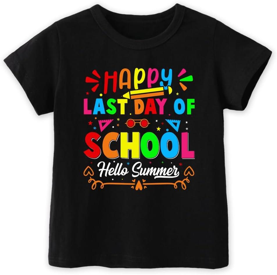 Toddler Last Day of School Shirt for Boys Kid Grils, My Happy Last Day of School T Shirt, Cotton Blend, Funny Design :4-7T (Black)