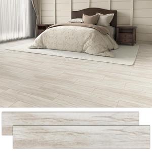 54 Sq.Ft. Peel and Stick Vinyl Floor Tiles 36" x 6" Wood Look Planks, 36 Pack Waterproof Self-Adhesive Flooring Tiles, DIY for Renter, Kitchen, Living Room, RV, Washed White