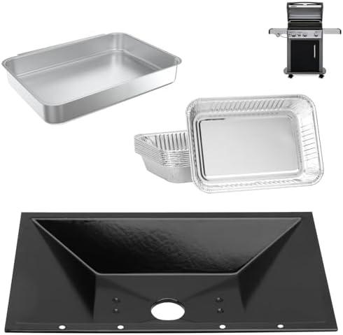 DcYourHome 99250 Grill Grease Tray with Catch Pan for Weber Spirit 300 Series(2007-2012) & Spirit 700, 6415 Aluminum Liners for Weber E-310,SP-320,E-320, for Genesis 1000 2000 3000,Silver B/C,Gold B/C