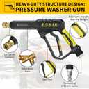 POHIR Pressure Washer Gun with Foam Cannon & 50ft Power Washer Hose, 3600PSI Pressure Washing Kit with 15" Extension Wand & 7 Nozzle Tips, 3/8'' Quick Connector & M22 15mm/14mm Fittings