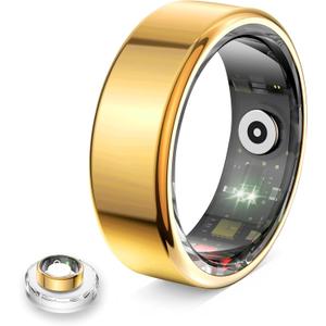 Smart Ring for Women & Men, Health Fitness Tracker with Sleep Monitor, Long-Lasting Battery, Activity Tracker Ring (Gold, 10)