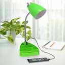 Simple Designs LD1056-GRN-LB 18.5" Gooseneck Organizer Desk Lamp with iPad Tablet Stand Book Holder and USB Port, with LED Bulb, Green (unspecified)