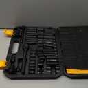 3/8'' Drive Impact Socket Set - 50-Piece Shallow & Deep Socket Set Metric and Standard Full with Universal Joint, Extension Bar, 1/2 to 3/8 Reducer, Hex Shank Socket Adapter, Ratchet Handle