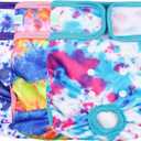 wegreeco Washable Reusable Premium Dog Diapers,Pack of 3,Small Dog Puppy & Doggy Diapers Female,Dog Period Panties Diapers Female in Heat Colourful L