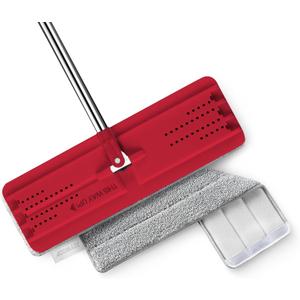 JOYMOOP Flat Mop, Microfiber Mop Head for Floor Cleaning, 50" Handle with 13" Flat Head, Black & Red
