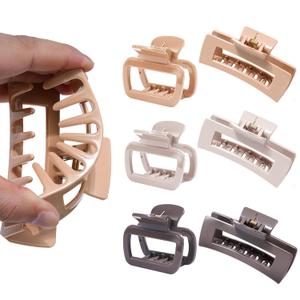 Mesovor 2 Styles Silicone Flexible Hair Claw Clips, 6 Pack Soft Bendable Hair Clips for Women | Rectangle Small Large Cozy Hairclips (Light Khaki, Dark Khaki, Coffee)