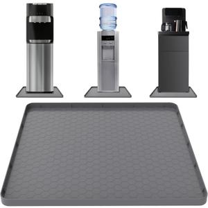 Water Cooler Mat - (22" x 19") Non-Slip Water Cooler Dispenser Mat with Raised Edges for Floor Protection, Under Water Cooler Dispenser Mat, Great for Bedrooms,Kitchens, Offices, Bars (Gray)