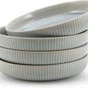 American Atelier 9-Inch Pasta Bowl (Set of 4) - 42 oz Unique Porcelain Dinner Bowls - Versatile Modern Dinnerware for Salads, Soups, Special Occasions & Casual Dining (Light Blue)