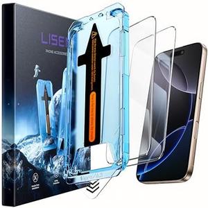 LISEN 2 Pack 9H+ Glass for iPhone 16 Pro Max Screen Protector, Military Grade Shatterproof Full Edge Coverage, HD Bubble Free Easy Installation Tempered Glass