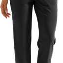 MAGCOMSEN Black Hiking Pants Women Quick Dry Sun Protection Elastic Waist Athletic Travel Pants Drawstring Workout, XL