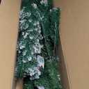  7.5ft Snow Flocked Pencil Christmas Tree Hinged Pine Cones
