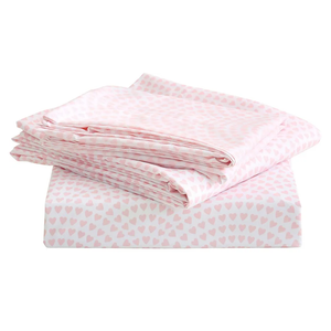 Vonty Kids Bed Sheets Full Pink Heart Printed Sheets for Girls, Soft Lightweight Microfiber Easy Wash Bedding Set (1 Fitted Sheet + 1 Flat Sheet + 1 Pillowcase)