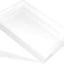 White Tray 2012" with Cut Handles - Spill Proof Decorative Tray is an Ideal Countertop Organizer for Living Rooms, Ottoman Coffee Tables, Offices, Kitchens & Serving Guests