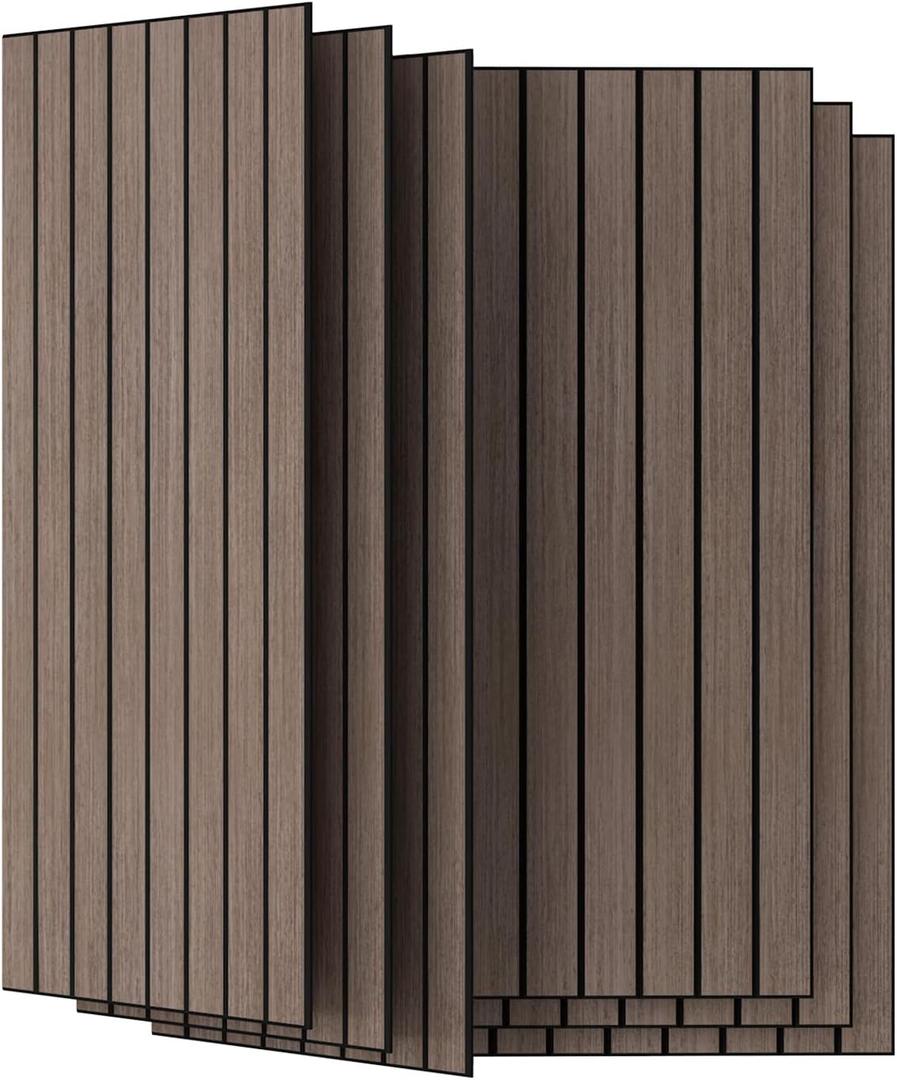 UMIACOUSTICS 6 Pcs 47.2 x 23.6 Inches Acoustic Panel, Decorative Sound Absorbing Wall Panel for Office, Home Theater, Studio, Natural-Walnut