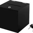 CiaoHER Acrylic Black Donation Box, Ballot Suggestion Box Money Storage Square Container for Voting, Charity, Ballot, Contest, Suggestions (10x10x10 inches)