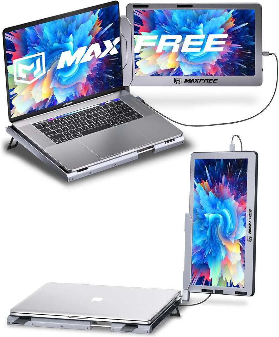 F1 Laptop Screen Extender - 14" FHD Laptop Monitor Extender Dual Screen with 360 Rotation Stand, Portable Monitor for Laptops 13-17" Plug & Play for Windows/Mac/Android/Switch/PS5
