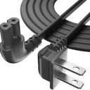 Superer L-Shaped 90 Degree TV Power Cord 2 Prong AC Cable Compatible with Samsung, LG, TCL, Sony, Apple TV, Vizio, Toshiba, Sharp, Insignia, Hisense Smart TVs  ETL Listed Replacement (6 ft)