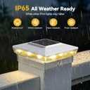 Solar Post Cap Lights, 12-Pack Upgraded Outdoor Deck Fence Post Solar Lights for 4x4 5x5 Wood/Vinyl Posts, IP65 Waterproof, 10-12 Hours Warm/Cool White Glow for Garden/Patio/Porch - White