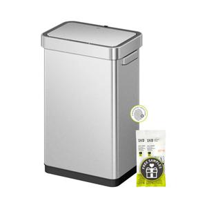 EKO Deluxe Mirage-T 50 Liter / 13.2 Gallon Touchless Rectangular Motion Sensor Trash Can or Recycling Bin, Matte Stainless Steel Finish