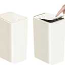 TIPGO Bathroom Trash Can with Lid, 10 Liter/ 2.6 Gallon Slim Garbage Can, Small Trash Bin Waste Basket with PopUp Lid for Kitchen, Bedroom, Living Room, Office (2 Pack, White)
